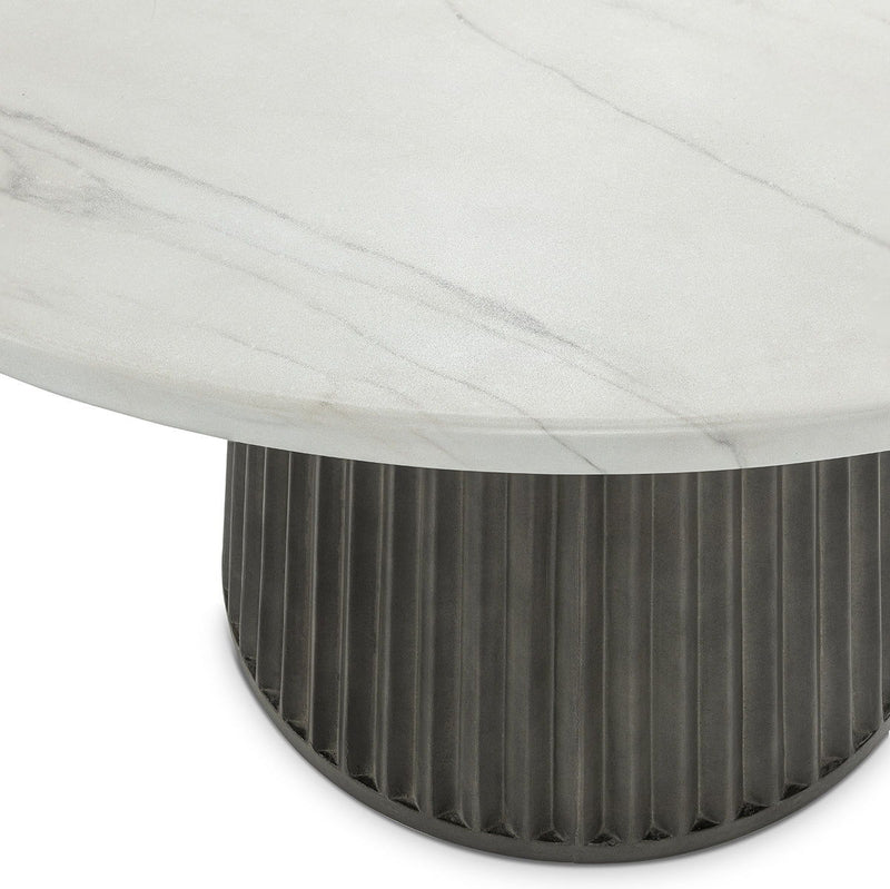 Caspia - 47" Outdoor Round Dining Table - Snowdrift White / Black - R&R Furniture Gallery (Fountain Valley, CA)