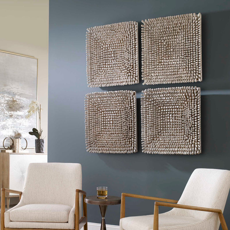 Uttermost Portside wood wall panel decor with a textured, natural wood finish, ideal for adding warmth to interior walls.