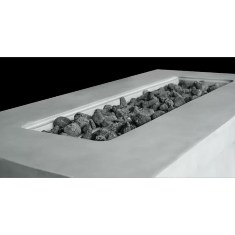 Gray propane and natural gas outdoor fire pit table by LSI Patio Furniture with a modern design and built-in fire bowl.