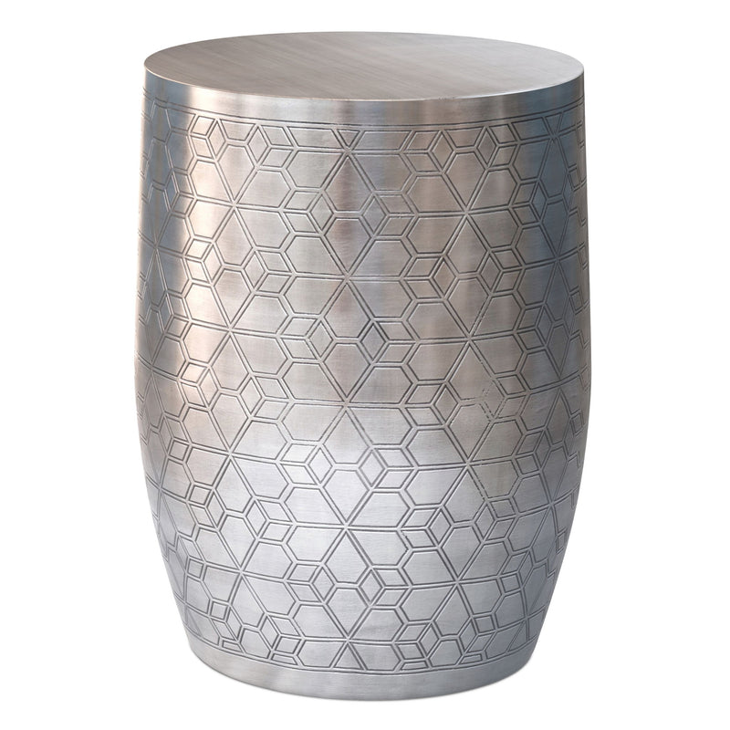 Johnsen - Geometric Pattern Accent Table - Antique Silver - R&R Furniture Gallery (Fountain Valley, CA)