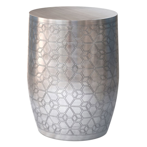 Johnsen - Geometric Pattern Accent Table - Antique Silver - R&R Furniture Gallery (Fountain Valley, CA)