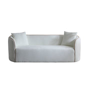 Noble House Coral 3-seater curved stationary sofa with plush upholstery and modern design, shown in a stylish living room setting.