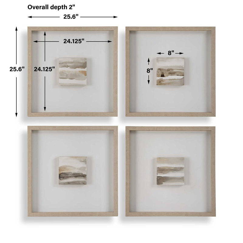 Studying Sepia - Hand Painted Canvases (Set of 4) - Light Brown
