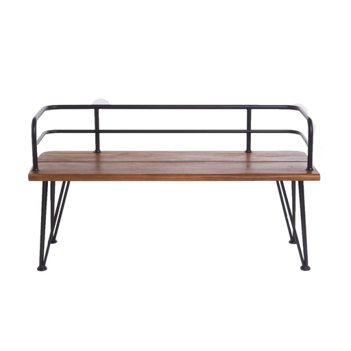 Outdoor Bench With Powder Coated Iron Frame - Teak - R&R Furniture Gallery (Fountain Valley, CA)