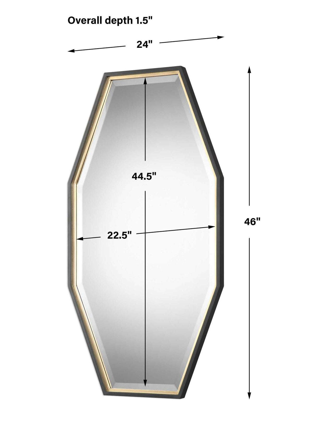 Gold octagon wall mirror by Uttermost, featuring a stylish geometric frame perfect for modern interior decor.