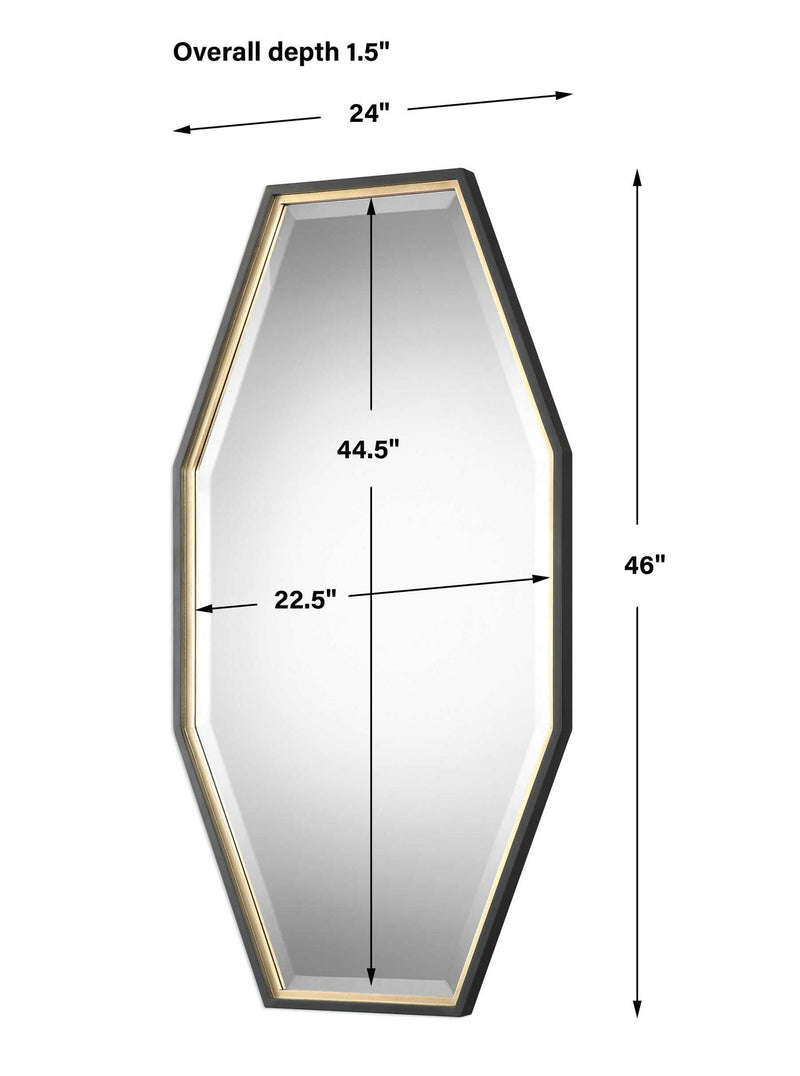Gold octagon wall mirror by Uttermost, featuring a stylish geometric frame perfect for modern interior decor.