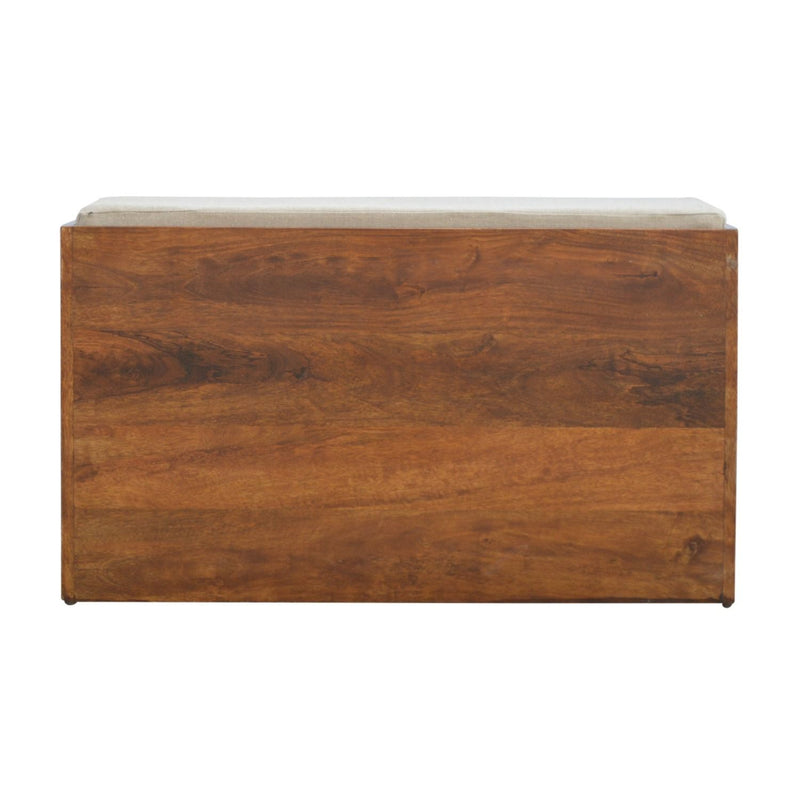 Pull Out Shoe Bench - Chestnut / Mud Linen - R&R Furniture Gallery (Fountain Valley, CA)