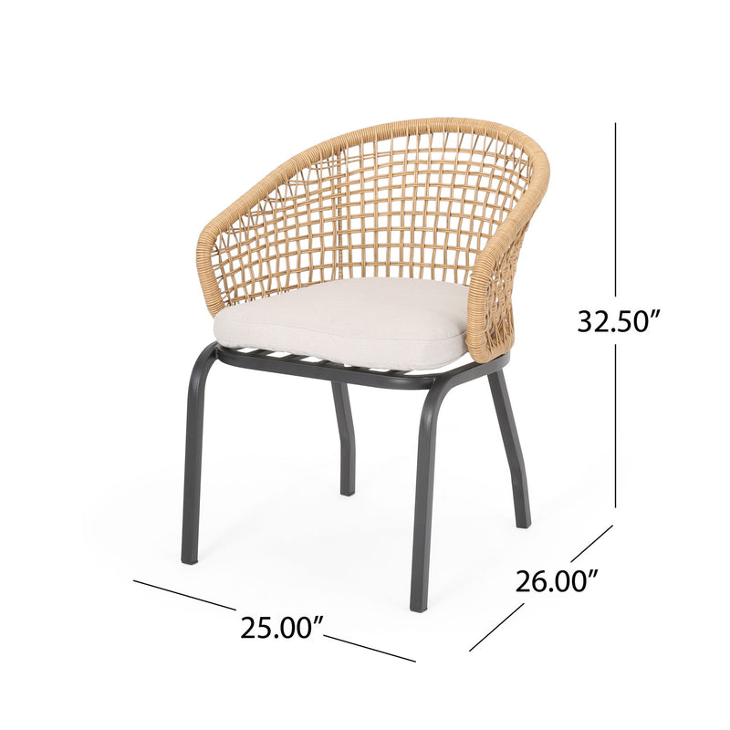 Outdoor Wicker Chair With Powder Coated Iron Legs - R&R Furniture Gallery (Fountain Valley, CA)