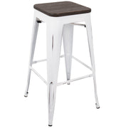 Set of two Oregon contemporary barstools by Lumi Source featuring sleek modern design and wooden legs.