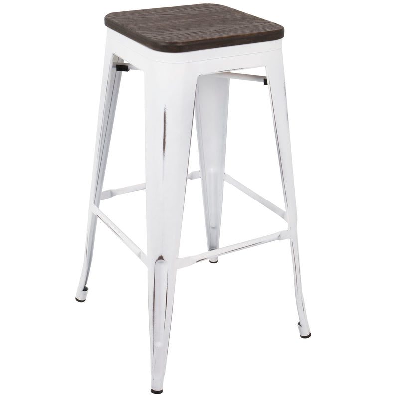 Set of two Oregon contemporary barstools by Lumi Source featuring sleek modern design and wooden legs.