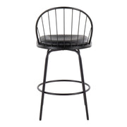 Set of two Lumi Source Riley Claire farmhouse counter stools with fixed height, swivel feature, round footrest, and rustic design.