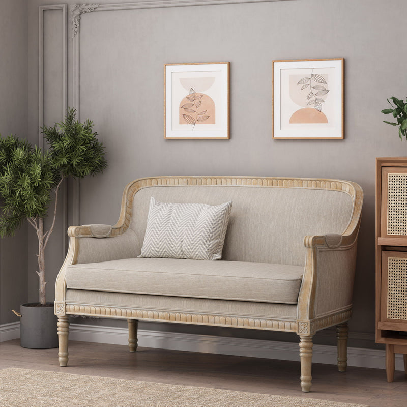 Noble House Inspired Style loveseat featuring plush fabric, cushioned armrests, and a stylish stationary design for cozy seating.