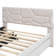 Upholstered Platform Bed With Brick Pattern Headboard And Twin Long Size Trundle - R&R Furniture Gallery (Fountain Valley, CA)