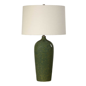 Table Lamp - Dark Green & Beige