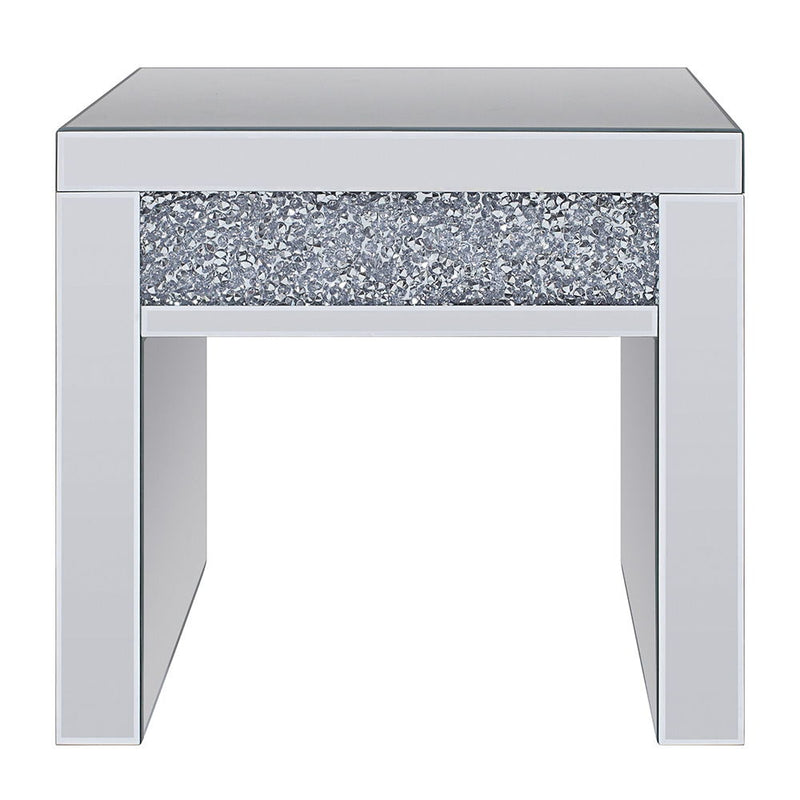 Noralie - 24" Square End Table - Mirrored & Faux Diamonds - R&R Furniture Gallery (Fountain Valley, CA)
