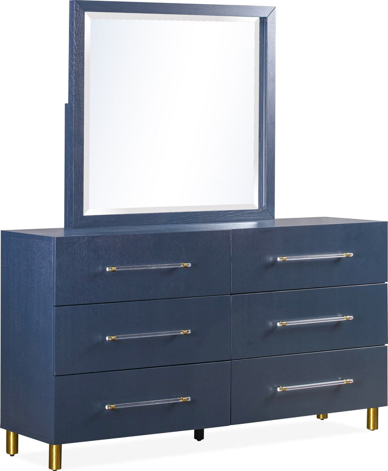 Argento Beveled Glass Wall or Dresser Mirror in Navy Blue