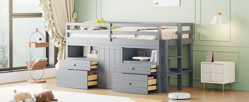 Loft Bed With 4 Drawers, Underneath Cabinet And Shelves - R&R Furniture Gallery (Fountain Valley, CA)