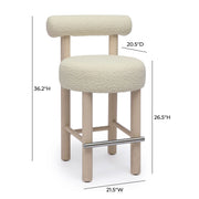 Carmel - Boucle and Solid Wood Counter Stool - R&R Furniture Gallery (Fountain Valley, CA)