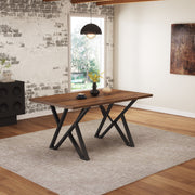 Industrial Style Indoor Dining Table With Metal Legs - Walnut / Black - R&R Furniture Gallery (Fountain Valley, CA)
