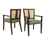 Mid Century Modern Arm Dining Chair Set With Rattan Backrest - R&R Furniture Gallery (Fountain Valley, CA)