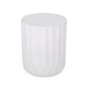 Antique white outdoor end table with scallop edge from Noble House, featuring a classic design and weather-resistant finish.