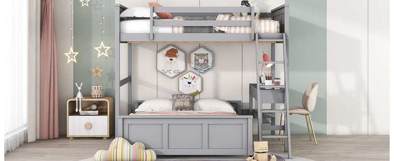 Full Over Full Bunk Bed With Desk - R&R Furniture Gallery (Fountain Valley, CA)