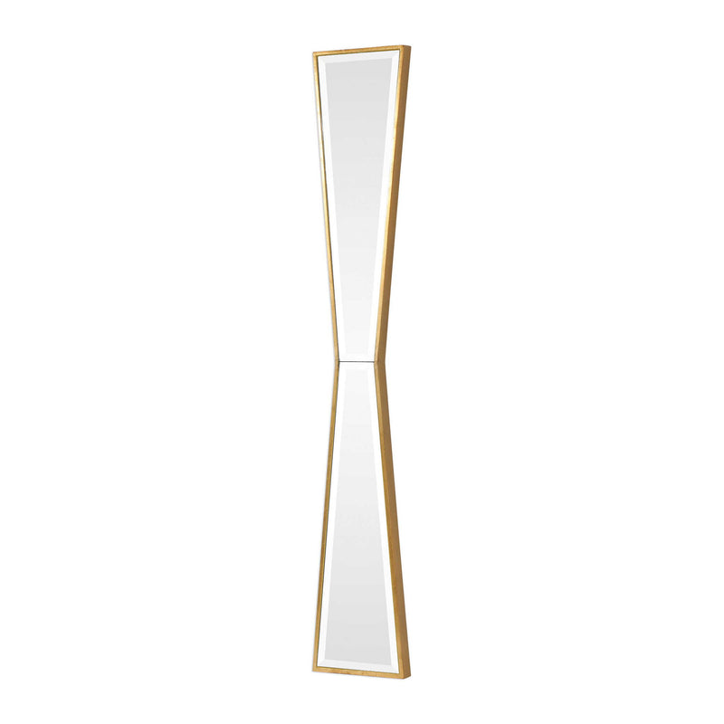 Gold wall mirror with a mirror-inspired design, featuring a sleek, modern frame from Uttermost's Corbata collection.
