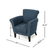 Noble House elegant club arm chair with nailhead trim and birch wood legs, showcasing a stylish and comfortable seating option.