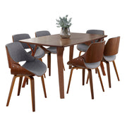 Lumi Source Folia Fabrizzi 7-piece mid-century modern dining set with wooden table and matching chairs, stylish and functional furniture.