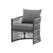 Modern Curved Aluminum Lounge Chair With Stylish Rope Weave Design And Cushioned Comfort For Outdoor - R&R Furniture Gallery (Fountain Valley, CA)