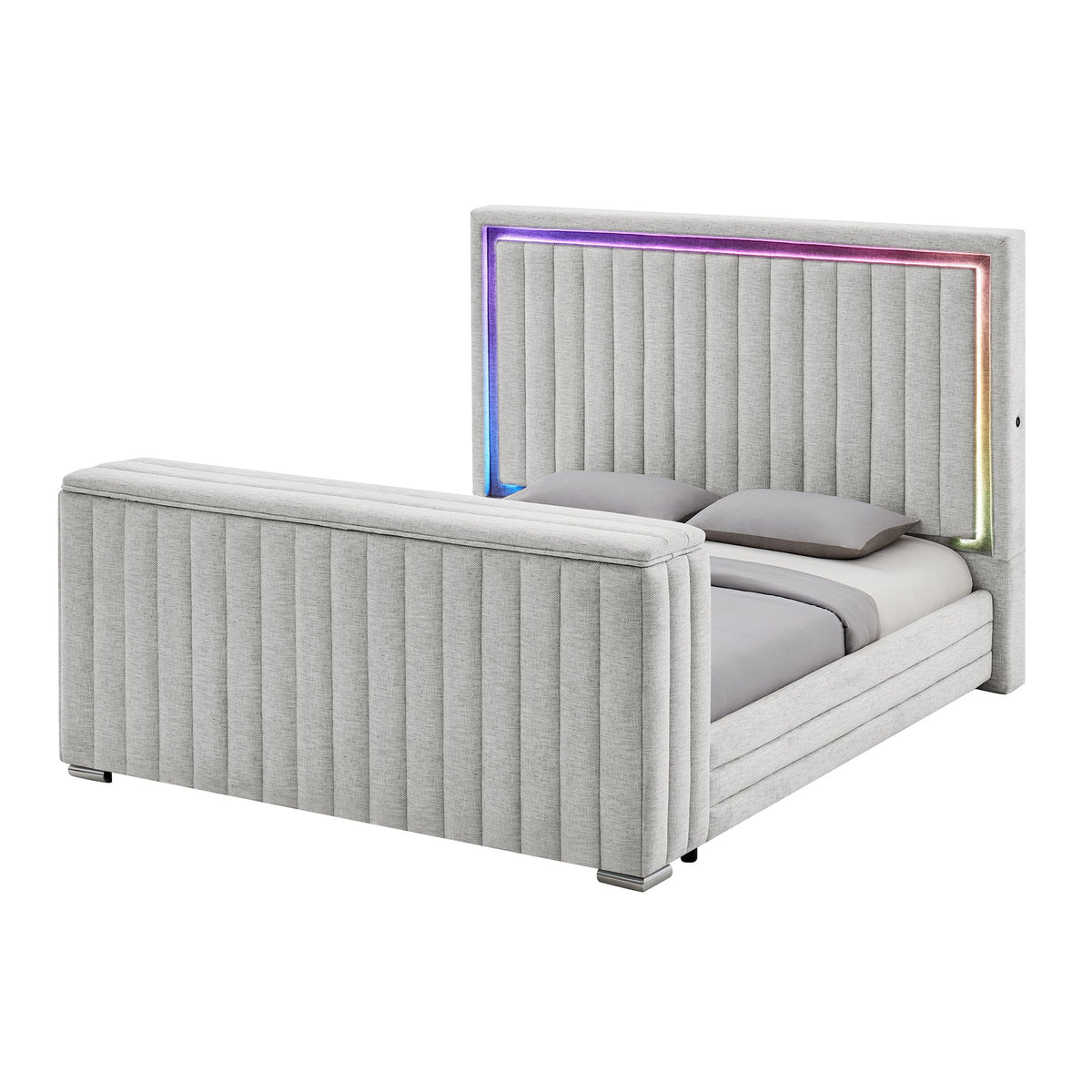 Elliot - Bed With Immersive Sound, LED Lighting, Fireplace Footboard, TV Lift