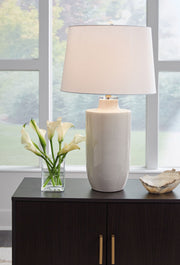 Cylener - Ceramic Table Lamp - Off White - R&R Furniture Gallery (Fountain Valley, CA)