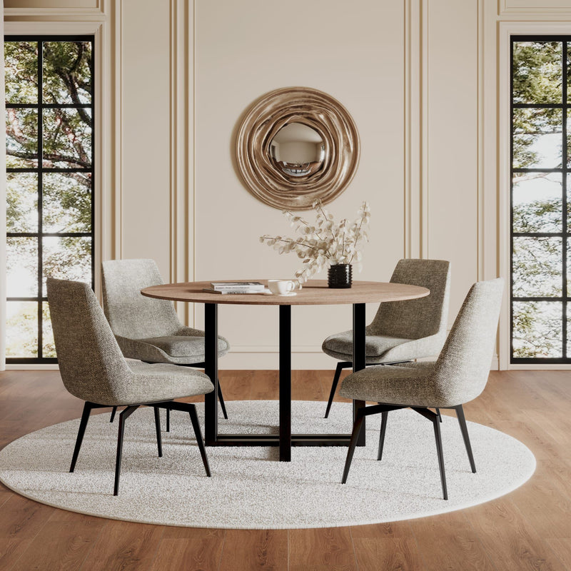 CEO 180 Degree Return Swivel Upholstered Dining Chair in Beige