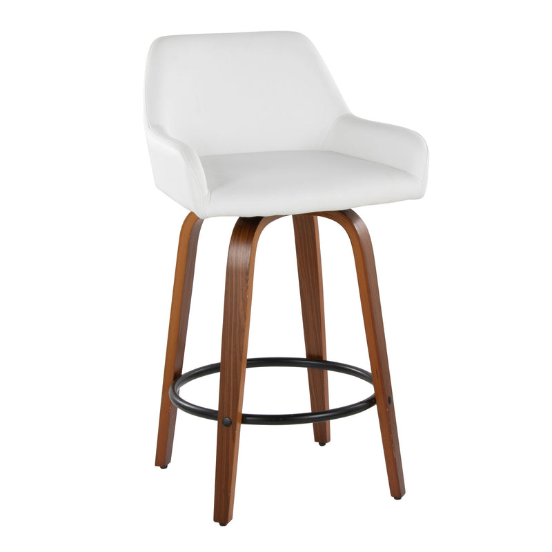 Lumi Source Daniella contemporary fixed height counter stool set with swivel, round footrest, and modern design, two stools shown.