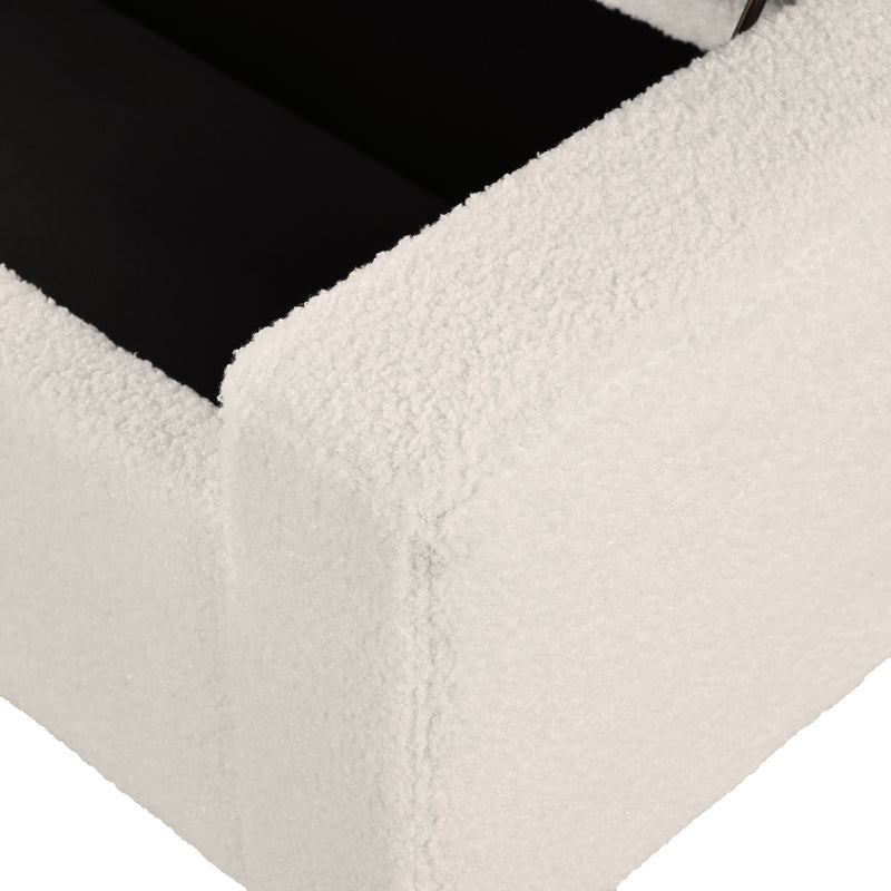Textured Boucle Ottoman Bench With Hinged Lid For Seating And Storage - Beige - R&R Furniture Gallery (Fountain Valley, CA)