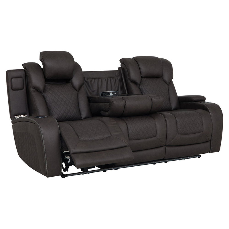 Wendell - Power Motion Sofa With Dropdown Table, Storage, USB & LED - Dark Gray - R&R Furniture Gallery (Fountain Valley, CA)