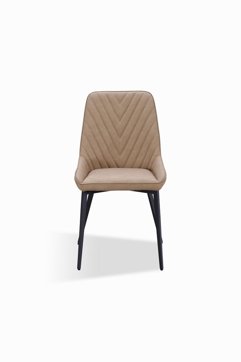 Lucia Metal Leg Upholstered Dining Chair in Honey Synthetic Leather