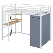 Loft Bed With Desk, Shelves, Power Outlet, LED Light And Wardrobe - R&R Furniture Gallery (Fountain Valley, CA)
