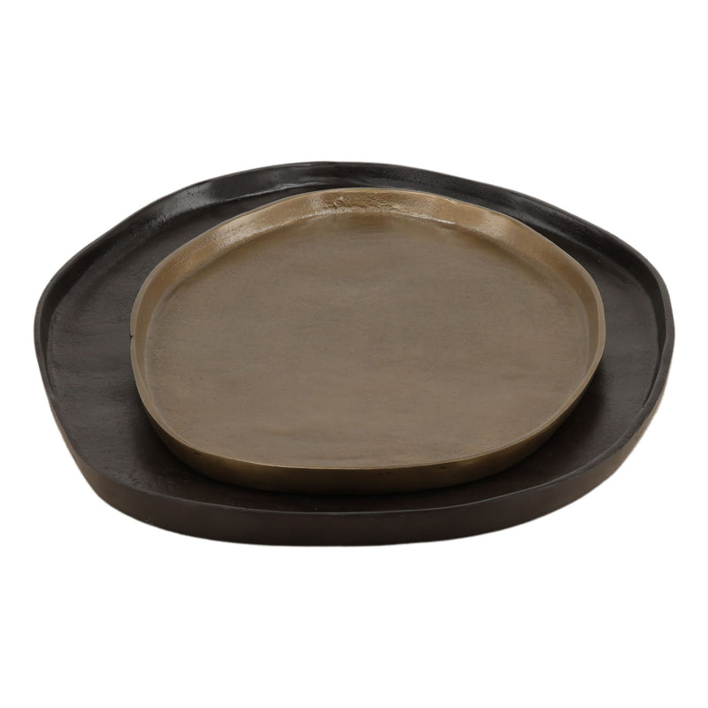 Roshan - Tray (Set of 2) - Black And Antique Brass