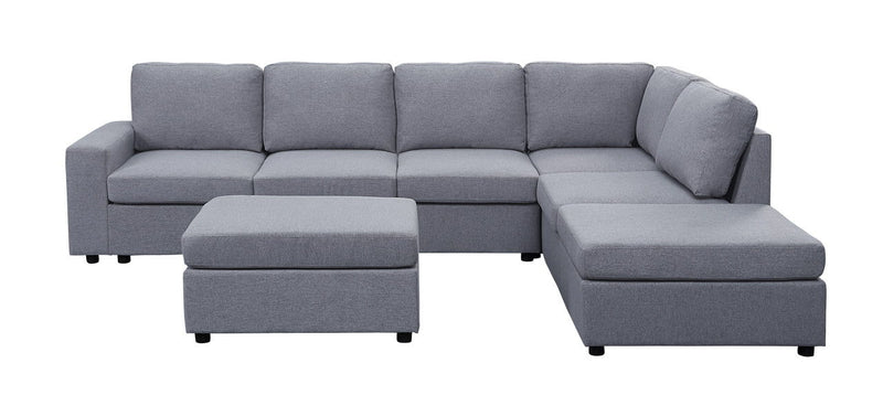 Cassia - 7 Seat Reversible Modular Sectional Sofa With Ottoman - R&R Furniture Gallery (Fountain Valley, CA)