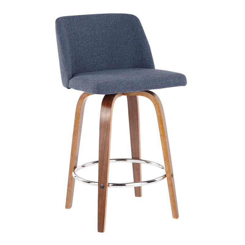 Lumi Source Toriano mid-century modern fixed height counter stools with round footrest, set of 2, in a stylish design.