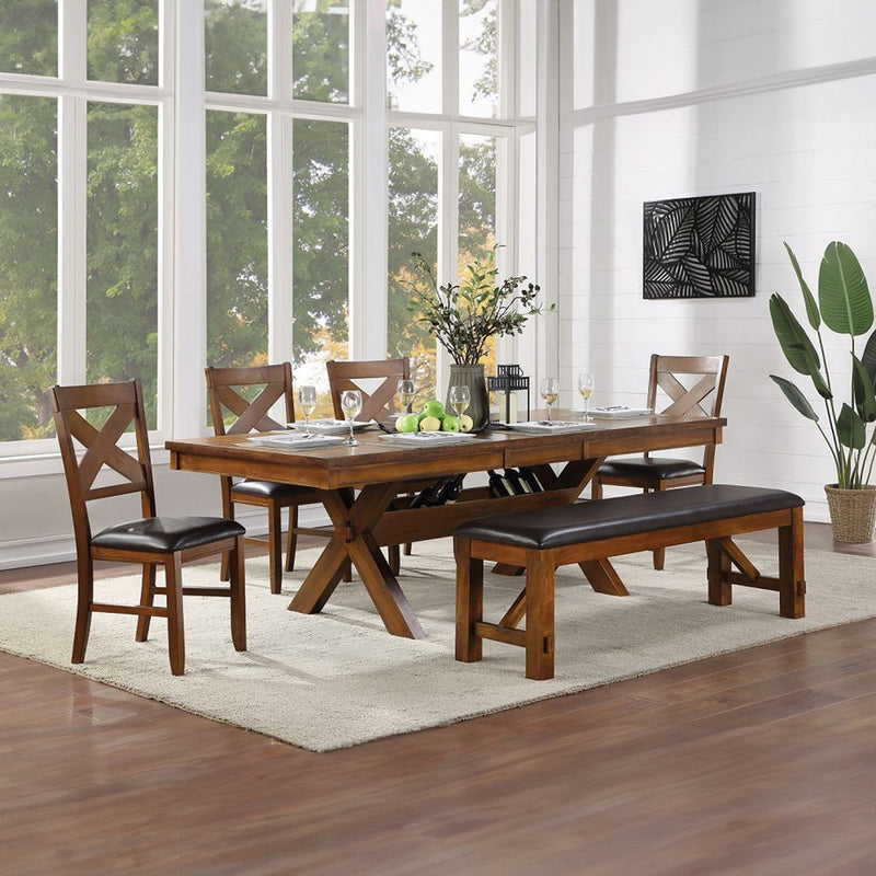 Apollo - Bench - Espresso Synthetic Leather & Walnut - R&R Furniture Gallery (Fountain Valley, CA)