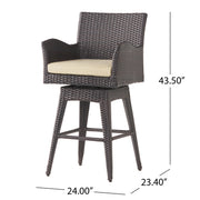 Outdoor Modern Rattan Swivel Barstool With Tapered Legs - Beige / Multibrown - R&R Furniture Gallery (Fountain Valley, CA)
