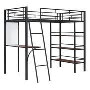 Loft Metal Bed With 3 Layers Of Shelves And Desk, Stylish Metal Frame Bed With board - R&R Furniture Gallery (Fountain Valley, CA)