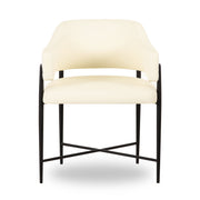 Sezanne - Vegan Leather And 2-Tone Jacquard Dining Chair - Cream - R&R Furniture Gallery (Fountain Valley, CA)