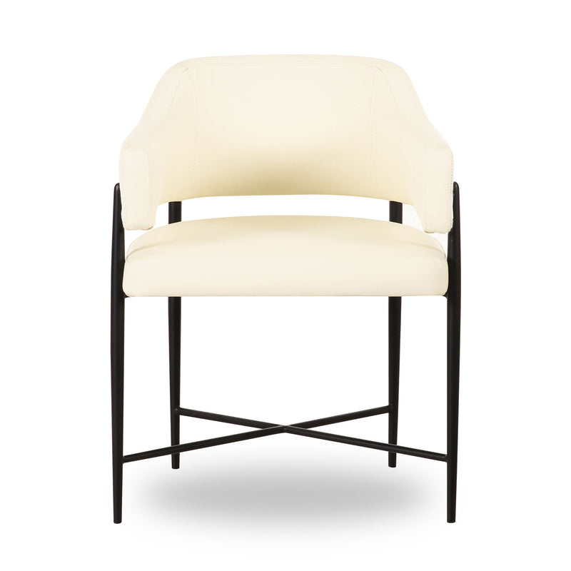 Sezanne - Vegan Leather And 2-Tone Jacquard Dining Chair - Cream - R&R Furniture Gallery (Fountain Valley, CA)