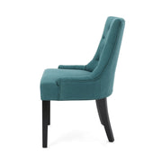 Dining Chair (Set of 2) With Upholstered Diamond Tufting And Espresso Birch Legs - Teal - R&R Furniture Gallery (Fountain Valley, CA)