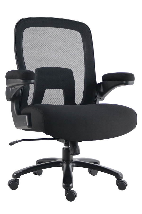 Dc - Mesh Desk Chair Big Man 500 Lb Lumbar - Black
