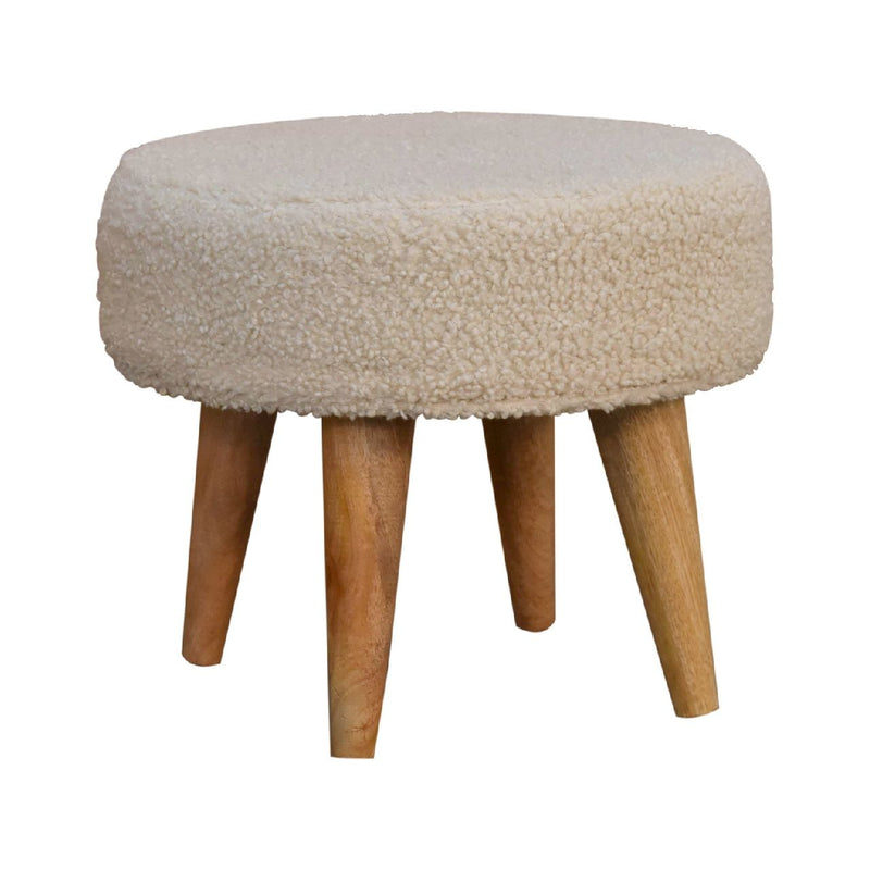 Petite Footstool - Cream / Brown - R&R Furniture Gallery (Fountain Valley, CA)