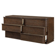 Brown oak ACME Zoey dresser with multiple drawers, showcasing sleek modern design and sturdy wooden construction.